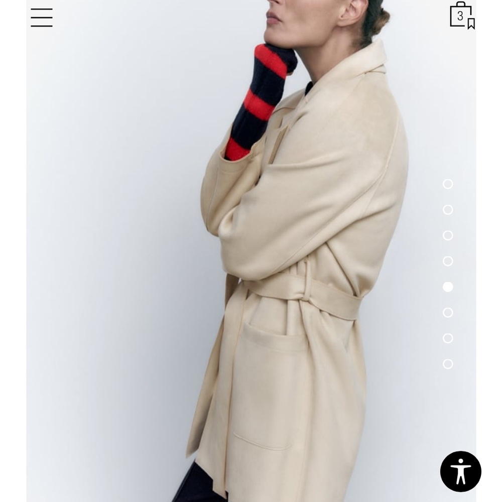 Zara Cream Belted Suede Wrap Coat